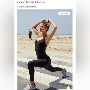 FP Movement by Free People Good Karma Black Onesie